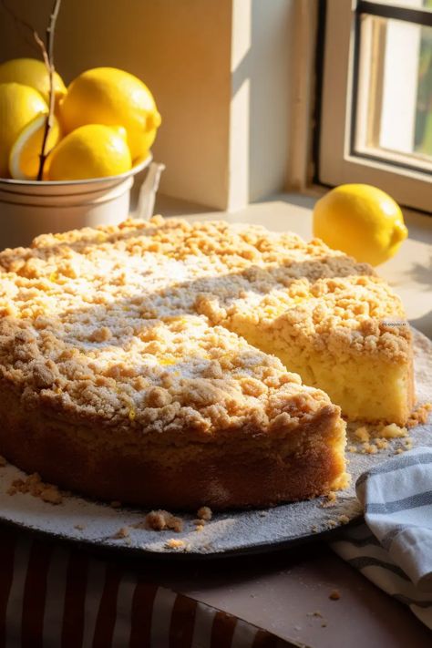 Lemon Crumble Breakfast Cake Hashbrown Bites, Tennessee Onions, Lemon Crumble, Mouth Chicken, Cake Oven, Lemon Cakes, Breakfast Pastry, Creamed Peas, Quick Baking