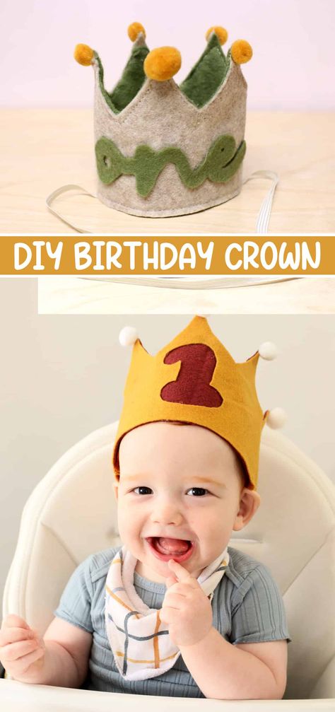 DIY Felt First Birthday Crown - Template Diy Birthday Crown, Selling Crafts Online, First Birthday Crown, Crafts By Season, Crown Template, First Birthday Hats, Half Birthday, Diy Felt, Cute Diy