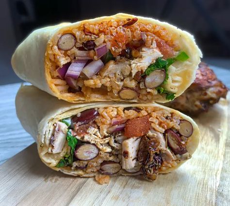 Jerk Chicken Burritos Caribbean Jerk Chicken Wrap, Leftover Jerk Chicken Recipes, Jerk Chicken Burrito, Jerk Chicken Wraps Recipe, Jerk Chicken Quesadilla, Jerk Chicken Egg Rolls Recipes, Jerk Chicken Wrap, Jerk Chicken Sandwich, Picnic Meals