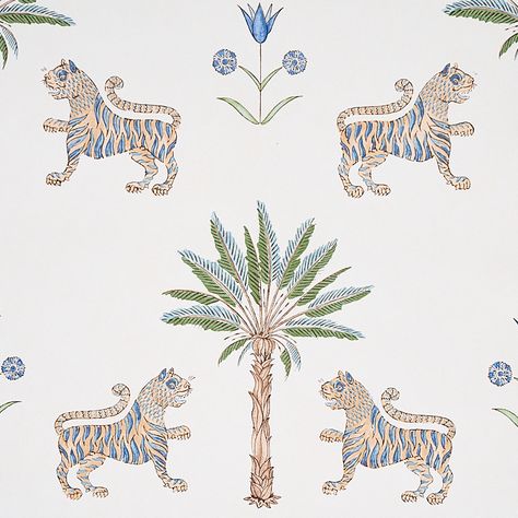 Tiger Palm, Wallcovering Pattern, Schumacher Wallpaper, Palm Wallpaper, Flowery Wallpaper, Nursery Room Inspiration, Borders Design, Wallpaper Rolls, Batik Prints