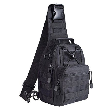 G4Free Lightweight Tactical Assault Small One Strap Sling MOLLE Backpack (A-Black) #Backpack #Bags #Small Tactical Sling Bag, Daypack Backpack, Water Bottle Bag, Sling Pack, Tactical Backpack, Tactical Bag, Shoulder Sling, Shoulder Backpack, Sport Bag