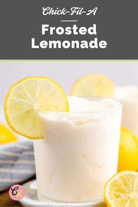 Cool down on a hot summer day with a homemade frosted lemonade. The lemony tang is a perfect pop of flavor in a creamy milkshake. Get the easy 2 ingredient Chick-Fil-A copycat recipe and find out how to make the best frosted lemonade. You can enjoy a DIY frosted lemonade on any day and whenever you have a craving. Chick Fil A Recipe Copycat, Frosted Lemonade Recipe, Chick Fil A Recipe, Copycat Drink Recipes, Easy Lemonade Recipe, Frosted Lemonade, Lemonade Drink, Waffle Fries, Summer Drink Recipes