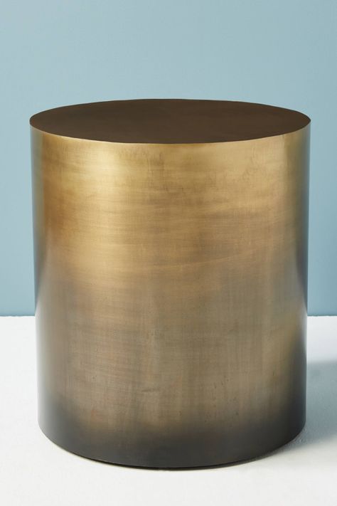 Almandine Ombre Drum Side Table | Anthropologie Anthropologie Table, Drum Side Table, Metal Drum, Brass Side Table, Drum Table, Food Graphic Design, Living Room End Tables, Contemporary Living Spaces, Drink Table