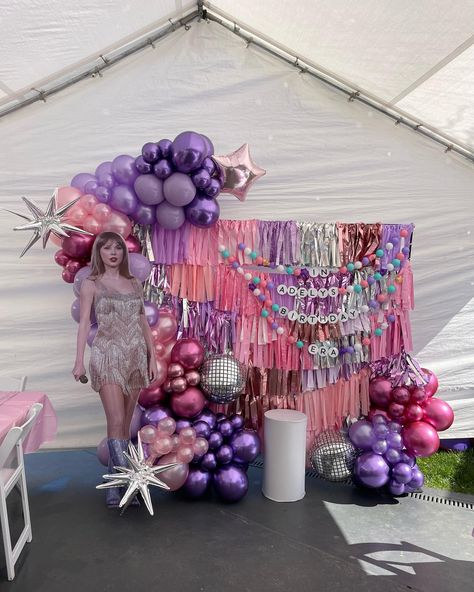 In my birthday era🪩 . . . . . . . . . #balloondecor #balloondecorations #balloondecorator #balloonideas #ballooninstallation… | Instagram Taylor Swift Era Decorations, Taylor Swift Balloon Backdrop, Taylor Swift Party Balloons, Taylor Swift Birthday Party Backdrop, Eras Tour Birthday Party Decoration, Taylor Swift Birthday Balloons, Taylor Swift Pinata, In My Birthday Era Party, Taylor Swift Balloon Garland