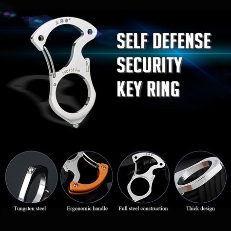 402 stainless steel, sturdy and corrosion-resistant. Spring-loaded wire gate, easy to use. Multi-functional design: Key ring, bottle opener, glass breaking tool. Great tool for camping, survival, emergency, etc. —————————————— Wire Gate, Glass Breaking, Arm Bones, Defense Keychain, Edc Bag, Self Defense Keychain, Self Defense Tools, Glass Breaker, Tactical Survival