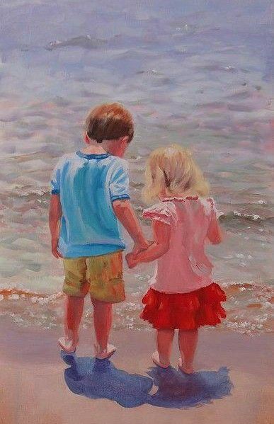 Sibling Art, Beach Paintings, Beach Artwork, Helping Hand, Beach Kids, Beach Painting, Hand Art, Laura Lee, Hand Print