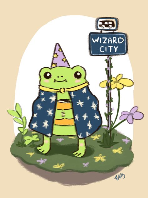 Frog In Santa Hat, Wizard Frog Drawing, Frog Wearing Hat, Wholesome Encouragement, Wizard Drawings, Frog Wizard, Wizard Frog, Frog Games, Frog Dress