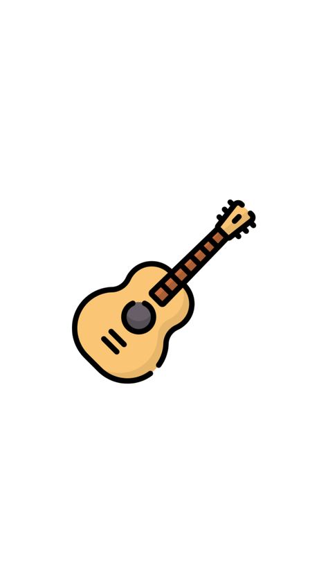 Guitar Cartoon Aesthetic, Cute Guitar Wallpaper, Gutair Drawings Easy, Guitar Cute Drawing, Cute Guitar Drawing, Guitar Simple Drawing, Guitar Cartoon Drawing, Guitar Aesthetic Drawing, Guitar Drawing Aesthetic