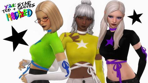 ★ Y2K STAR TOP + GLOVES ! | Patreon Ts4 Maxis Match Cc, Sims 4 Cc Maxis, Oversized Graphic Shirt, Sims 4 Cc Maxis Match, Y2k Star, Arm Accessories, Sims 4 Cc Folder, Fishnet Top, Sims 4 Mm