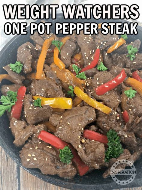 Ww Pepper Steak Recipe, Peppered Steak Recipe, Peppered Steak, Healthy Steak Recipes, Healthy Steak, Steak Sandwich Recipes, Pepper Steak Recipe, Macaroni Salad Recipe, Weight Watcher Dinners