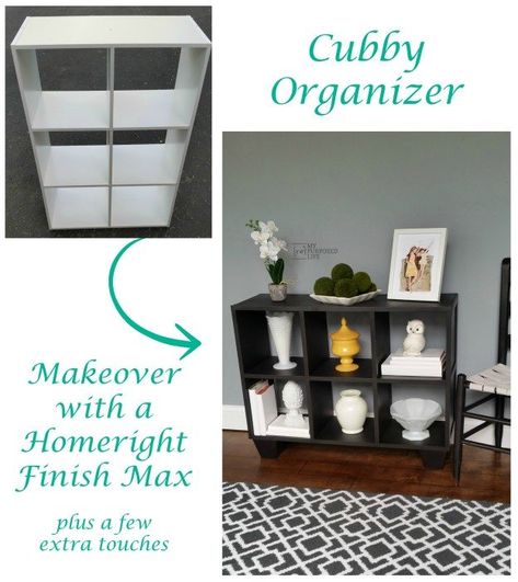 In this Homeright challenge gail from My Repurposed Life changed up a regular ole cubby organizer into a chic display Cubby Makeover, Cubby Diy, Cheap Furniture Makeover, Diy Cube Storage, Nursery Projects, Closet Maid, Cubby Organizer, Organizing Challenges, Upcycle Decor