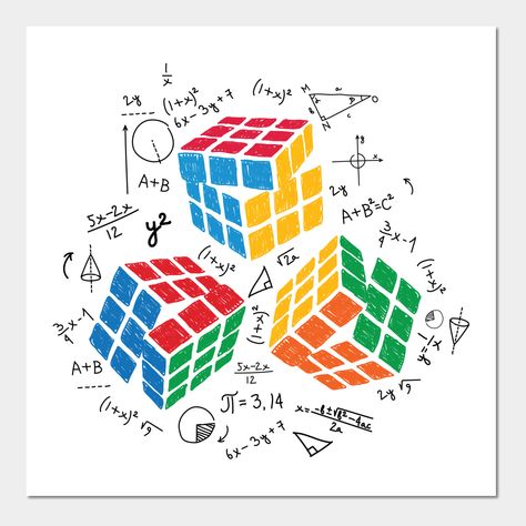 This math rubiks cube makes such a great gift for any Rubiks cube lovers. -- Choose from our vast selection of art prints and posters to match with your desired size to make the perfect print or poster. Pick your favorite: Movies, TV Shows, Art, and so much more! Available in mini, small, medium, large, and extra-large depending on the design. For men, women, and children. Perfect for decoration. Rubix Cube Illustration, Rubik Cube Art, Math Poster Making, Math Poster Design Ideas, Math Design Art, Rubiks Cube Wallpaper, Rubix Cube Art, Math Painting, Rubiks Cube Art