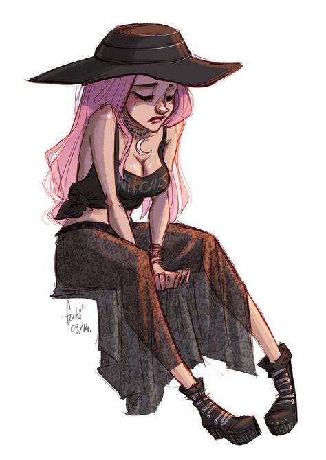 Baba Jaga, Character Design Cartoon, Art Pastel, Poses References, Witch Art, Sun Goes Down, Character Design References, Pink And Black, Character Drawing