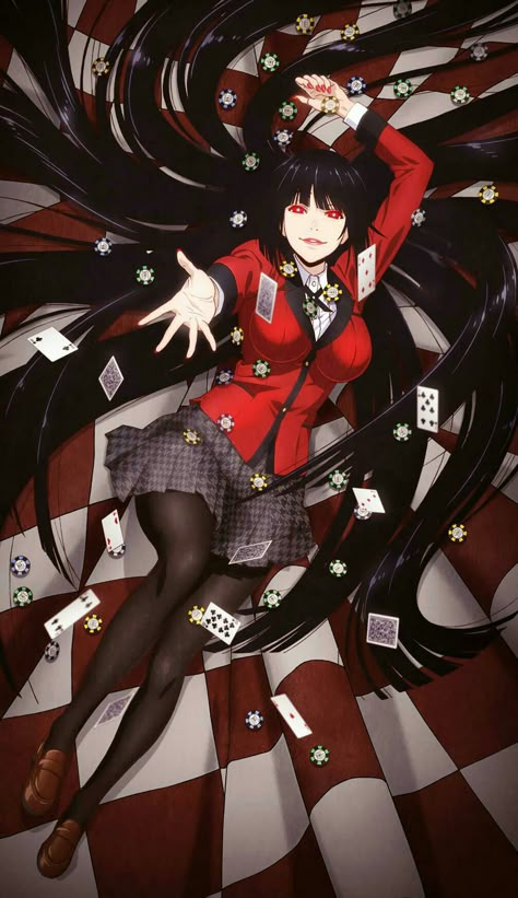 Yumeko Jabami, An Anime, Red, Hair, Anime, Black