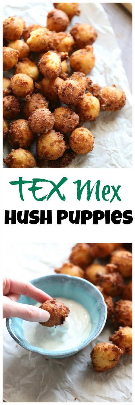 This tex mex hush puppy recipe is so fun and easy; one bite and you will be hooked!  Don’t forget the buttermilk ranch dipping sauce! lemonsforlulu.com Spicy Hush Puppies Recipe, Hush Puppy Recipe, Hush Puppies Recipe, Hush Puppy, Ranch Dipping Sauce, Buttermilk Ranch, Spicy Food, Tex Mex Recipes, Recipe Blog