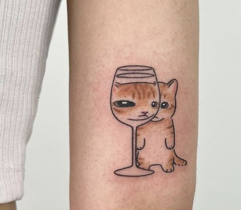 Tato Flash, Kitten Tattoo, Orange Kitten, Black Cat Tattoos, Cat Tattoo Designs, Cute Tiny Tattoos, Weird Tattoos, Funny Tattoos, Friend Tattoos