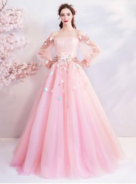 Light Pink Ball Gown, Pink Butterfly Dress, Poofy Prom Dresses, Pink Princess Dress, Backless Formal Dresses, Dress Butterfly, Pink Tulle Dress, Prom Dresses 2019, Pink Prom