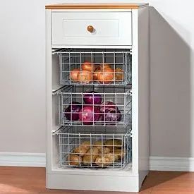 Onion And Potato Storage, Kitchen Island Decor Ideas, Kitchen Island Storage, Potato Storage, Kitchen Basket Storage, Storage Cupboard, Kitchen Island Decor, Kitchen Organisation, Diy Kitchen Storage