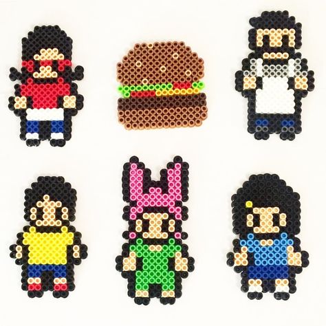 Bon's Burgers Bob's Burgers, are # 1 🎵 #bobsburgers #fox #tina #bob #louisebelcher #lindabelcher #tinabelcher #bobbelcher #genebelcher… Bobs Burger, Rave Kandi, Melty Bead Patterns, Seed Bead Crafts, Perler Art, Hama Beads Design, Perler Bead Templates, Perler Crafts, Bob's Burgers