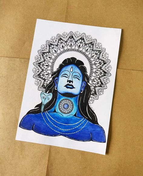 Mahadev Doodle Art, Adiyogi Mandala Art, Lord Mandala Art, Shivji Mandala Art, Mahadev Art Painting, Shiv Drawings, Shivji Sketch, Adiyogi Drawing, Cool Drawing Ideas Creativity