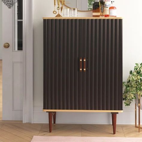 Jonathan Adler Kiki Brass 2 - Door Accent Cabinet - Wayfair Canada Liquor Cabinet Modern, Small Bar Cabinets For Home, Bar Cabinets For Home, Bar Cabinet Ideas, Coven House, Small Bar Cabinet, Black Bar Cabinet, Weathered Steel, Bar Cabinets