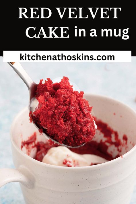 Red Velvet Mug Cake, Eggless Red Velvet Cake, Cake In A Mug, Dessert Hummus, Red Velvet Cake Recipe, Desserts For A Crowd, In A Mug, Fun Easy Recipes, Velvet Cake