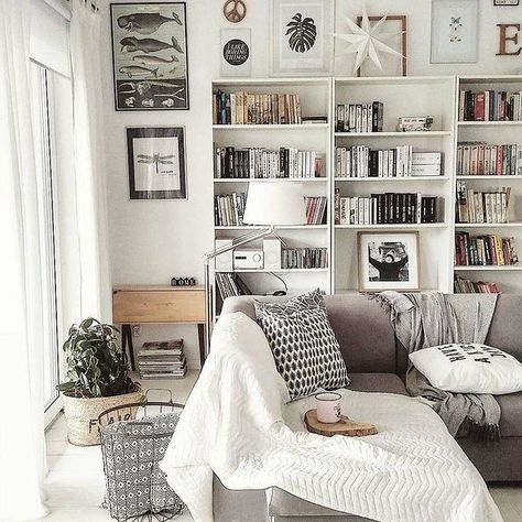 Livingroom Sofa Grey Ikea Billy Bookcase White Galery Wall Picture Bookcase Behind Sofa, Ikea Billy Bookcase White, Behind Sofa, Living Room Decor On A Budget, Ikea Billy Bookcase, Ikea Billy, Design Your Own Home, Billy Bookcase, White Bookcase