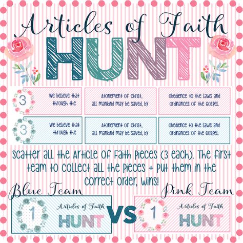 13 Articles Of Faith, Primary Activity, 1 Vs 1, Activity Day Girls, Yw Activities, Easter Activity, Primary Activities, Articles Of Faith, Youth Activities