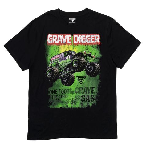 PRICES MAY VARY. Officially licensed Monster Jam Trucks men's short sleeve graphic tee shirt Rib knit crew neck collar; Soft hand screen print design; Pull on closure Fashion tees with cool character designs you will love to wear; made from soft clothing material that is safe on skin Durable and long-lasting graphic tshirts with a comfortable fit and an easy to dress design making these shirts the essential active top in your favorite outfits Perfect for birthday gift, every day wear, Christmas Monster Jam Grave Digger, Race To The Top, Monster Jam Trucks, Soft Clothing, Grave Digger, Cool Monsters, Mens Workout Shirts, Monster Jam, Mens Graphic T