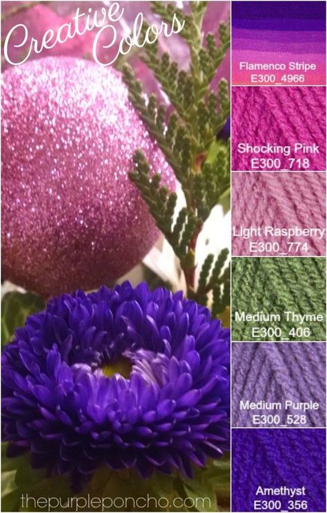 Creative Colors - Purple Floral Palette! on The Purple Poncho #color #yarn #thepurpleponcho Crochet Symbol, Red Heart Yarn Colors, Floral Palette, Purple Yarn, Yarn Color Combinations, Paint Palettes, Color Schemes Colour Palettes, Color Play, Colors Purple