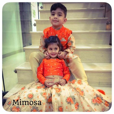 Lovely brother n sister Brother And Sister Dresses Indian, Brother Sister Dress, Brother And Sister Matching Outfits, Twin Brother And Sister, Brother Sister Outfits, Baby Lehenga, Indian Dresses For Kids, Kids Indian Wear, Kids Ethnic Wear