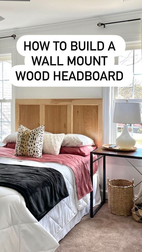 Wood Headboard Diy, Wood Headboard Bedroom, Wall Headboard Ideas, Homemade Headboards, Diy Headboard Ideas, Painted Headboard, Diy Wood Headboard, Wall Mounted Headboards, Headboard Wood