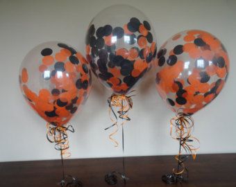 Orange Confetti, Outdoor Graduation Parties, Qualatex Balloons, 16 Balloons, Graduation Party Planning, Orange Balloons, Orange Party, Black Tissue Paper, High School Graduation Party