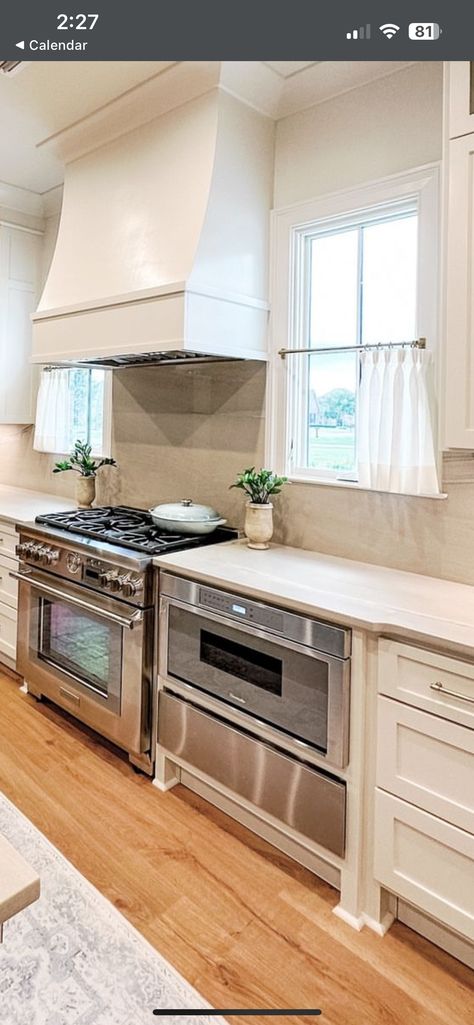 Windows Beside Stove, Stove And Sink Same Wall, Stove Beside Sink, Dream Kitchen, Stove, Beach House, Home Kitchens, New Homes, Wall