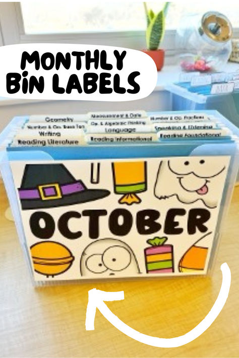 Keep your resources organized with these monthly classroom bin labels! These labels are perfect to use when storing center activities, holiday activities, games, bulletin boards, worksheets, and so much more! It seems like each year my pile of holiday activities gets bigger and bigger. These labels help keep me and my space organized. Bin Labels, Holiday Labels, Center Activities, Activities Games, Reading Literature, My Space, Space Organizer, Activity Centers, Holiday Activities