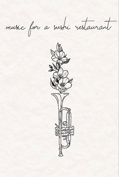 Saxophone Tattoo, Trombone Art, Trumpet Tattoo, Music Related Tattoos, Music For A Sushi Restaurant, Music Tattoo Sleeves, Flores Tattoo, Petite Tattoos, Sushi Restaurant