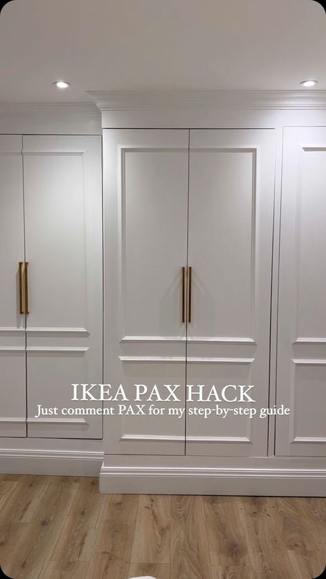 Kirsty Griffiths 🐓🇬🇧 | IKEA Pax Hack Guide 🤍⭐️ • My husband is still loving my Ikea Pax hack. I filmed a step-by-step guide - turned out ok 👍 I underestimated how... | Instagram Pax Wardrobe Mudroom, Pax Wardrobe Bedroom, Ikea Pax Laundry, Pax Wardrobe Hack, Pax Hack, Ikea Pax Hack, Ikea Pax Closet, Pax Closet, Farmhouse Beach