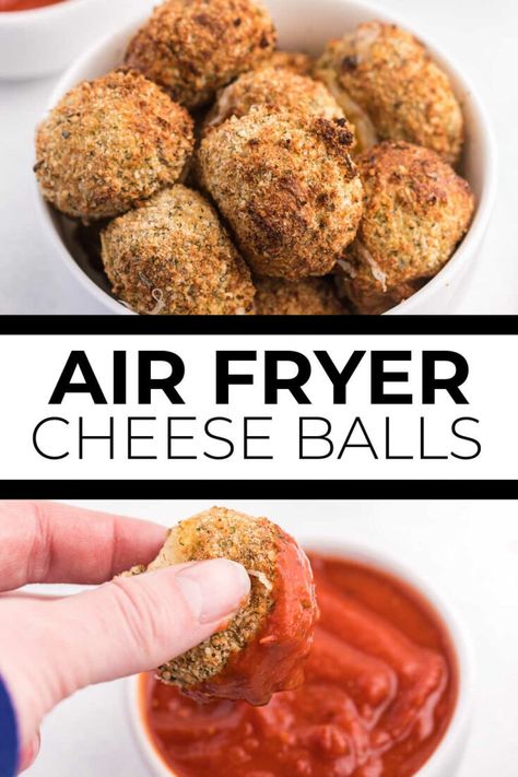 Cheese Balls Air Fryer, Mozzarella Balls Recipe, Mozzarella Cheese Balls, Air Fryer Cheese, Air Fryer Mozzarella, Cheese Balls Recipe, Apple Pie Recipe Easy, Mozzarella Balls, Simply Stacie