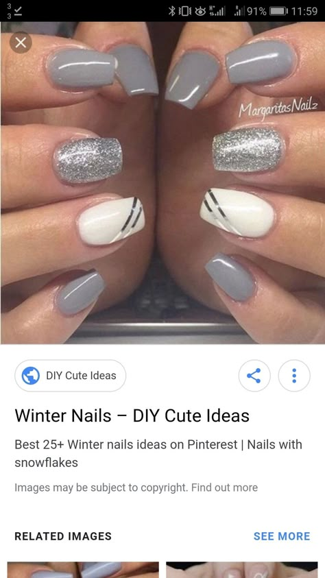 Grey Gel Nails, Sns Nails Designs, Glitter French Nails, Grey Nails, Nagellack Trends, Sassy Nails, Winter Nails Acrylic, Stylish Nails Designs, Glitter Gel Nails