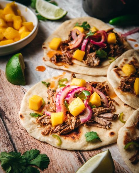 Polynesian Pulled Pork Tacos - Cooking with Wine Blog Chili Pepper Sauce, Cooking With Wine, Pulled Pork Recipe Slow Cooker, Gourmet Tacos, Happy Taco, Pork Sauce, Pulled Pork Tacos, Polynesian Food, Vegetarian Tacos