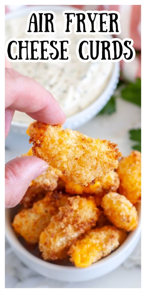 Keto Cheese Curds Air Fryer, Air Fried Cheese Curds, Keto Cheese Curds, Cheese Curds Air Fryer, Fireside Snacks, Air Fryer Cheese Curds, Cheese Curds Recipe, Air Fryer Cheese, Fried Cheese Curds