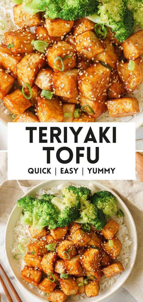 Teriyaki tofu Firm Tofu Recipes, Tofu Recipes Easy, Chinese Dinner, Teriyaki Tofu, Homemade Teriyaki Sauce, Baked Tofu, Vegan Meal Prep, Recipes Vegan, Teriyaki Sauce