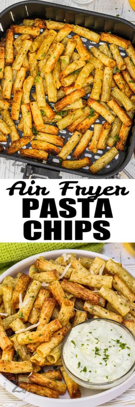 Pasta Chips Recipe, Air Fryer Pasta Chips, Air Fryer Pasta, Airfryer Recipe, Fried Pasta, Pasta Chips, Homemade Seasoning, Lasagna Noodles, Easy Air Fryer