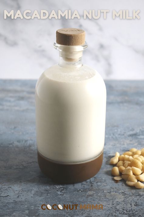 Indulge in the creamy goodness of homemade macadamia nut milk using just two ingredients! This plant-based milk is not only keto-friendly but also incredibly delicious. Macadamia Nut Milk, Nut Milk Recipe, Pulp Recipes, Macadamia Nut Butter, Pulp Recipe, Healthier Sweets, Plant Milk, Nut Milk Bag, Homemade Hot Chocolate