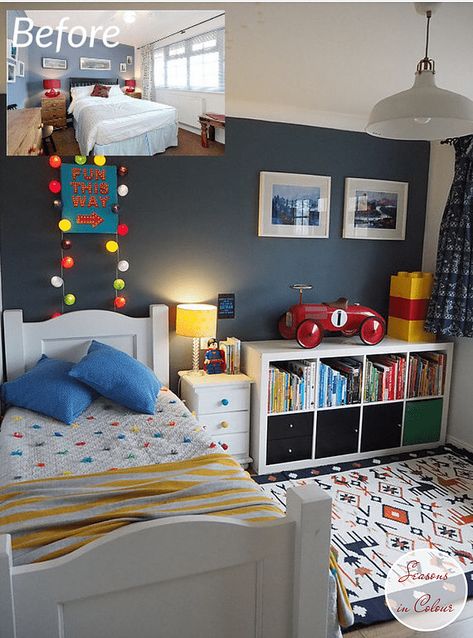 It is no surprise that children spend a lot of time in their bedroom. Used for sleeping, playing and working, it follows that their space should be a reflection of their little personalities. Kids Bedroom Boys, Boy Toddler Bedroom, Big Boy Bedrooms, Boy Bedroom Design, Toddler Boys Room, Decor Ikea, Dekorasi Kamar Tidur, Toddler Rooms, Boys Bedroom Decor