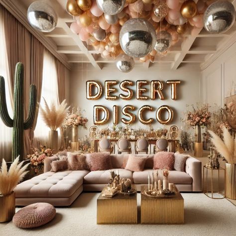 🌵✨ Light up the night with our "Desert Disco" themed bachelorette design! 🎉💃 Embrace the allure of the desert under shimmering disco balls. Bach Strategy mixes chic decor with funky vibes to create an unforgettable experience. 🕺 Ready to groove in style? Let's make your celebration sparkle! 🌟 #DesertDisco #BachStrategy #DiscoVibes #VegasBachelorette #Engaged #LasVegasBachelorette #Bach #Bride2025 #DiscoBalls #BacheloretteIdeas #BacheloretteInspo #BacheloretteAesthetic #PartyDecor Disco Themed Bachelorette, Bachelorette Apparel, Desert Disco, Bachelorette Party Planner, Bridal Aesthetic, Funky Vibes, Bachelorette Inspo, Las Vegas Bachelorette Party, Disco Bachelorette