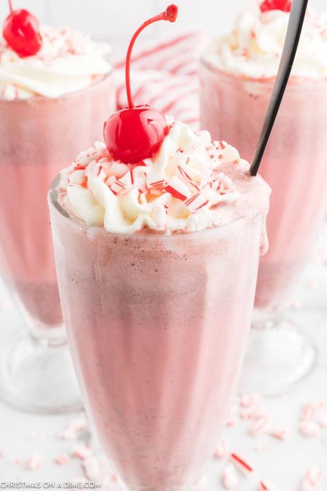 Chick-fil-A Peppermint Milkshake Recipe - christmasonadime.com Chick Fil A Peppermint Milkshake Recipe, Chick Fil A Milkshake Recipe, Chick Fil A Milkshake, Peppermint Milkshake Recipe, Peppermint Shake, Peppermint Milkshake, Peppermint Dessert, Peppermint Ice Cream, Milkshake Recipe