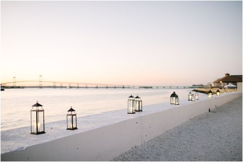 Pottery barn lanterns on the wall at Belle Mer. Toni Chandler Flowers & Events Waterfront Wedding Ceremony, Newport Wedding, House Dance, Living In Colorado, Rhode Island Wedding, Man And Wife, Waterfront Wedding, Outdoor Wedding Reception, Island House