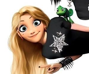 Punk Rapunzel, Gothic Disney Princesses, Emo Disney, Punk Disney Princess, Goth Disney Princesses, Goth Disney, Disneyland Princess, Punk Disney Princesses, Disney Character Drawing