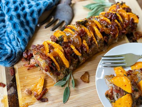 Sage & Sweet Potato Hasselback Pork Tenderloin – Perfect Weeknight Meal That Is Sure To Impress! - iHeartPublix Sweet Potato Hasselback, Potato Hasselback, Sweet Potato Slices, Hasselback Potatoes, Cooking Wine, Entree Recipes, Ready Meal, Pork Tenderloin, Just Beautiful